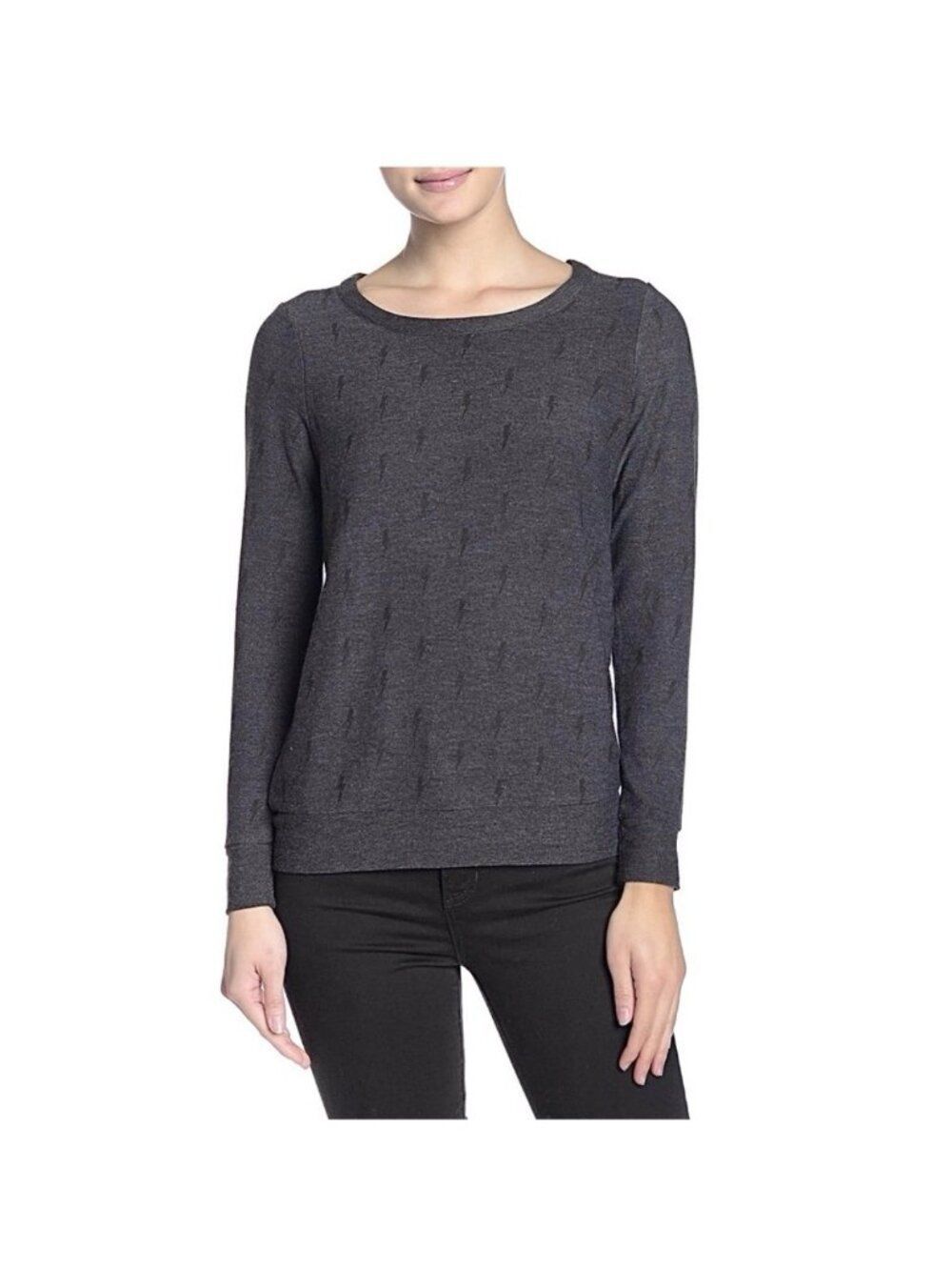 chaser gray black lightning Bolt print long sleeve Light sweatshirt Small